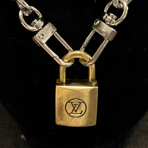 Louis Vuitton Padlock on Silver Stainless Steel Necklace with a Second Necklace - Picture 3 of 7